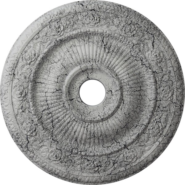 Ekena Millwork Logan Medallion (Canopies up to 6 1/8"), 24 1/4"OD x 3 7/8"ID x 2"P, Ultra Pure White Crackle CM24LO1UWC - main